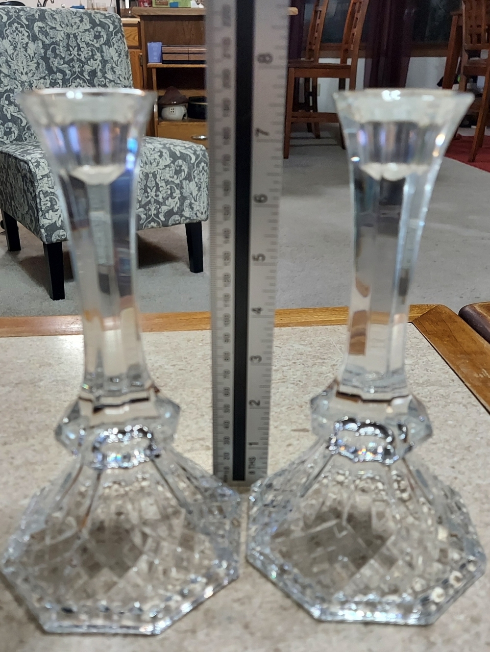 Vintage Anchor Hocking Legacy 24% Lead Crystal Set Of 2 Candleholders - Picture 2 of 7